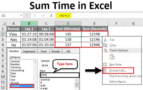 formula to calculate sum of time in excel