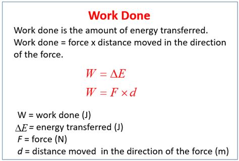 formula to calculate work done by force