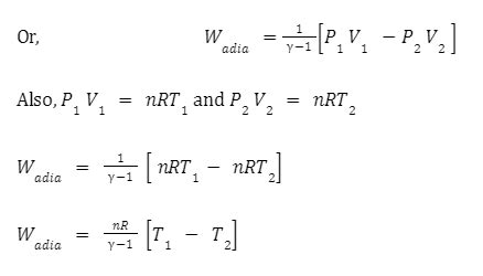 formula to calculate work done in adiabatic process