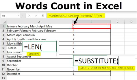 formula to find word count in excel