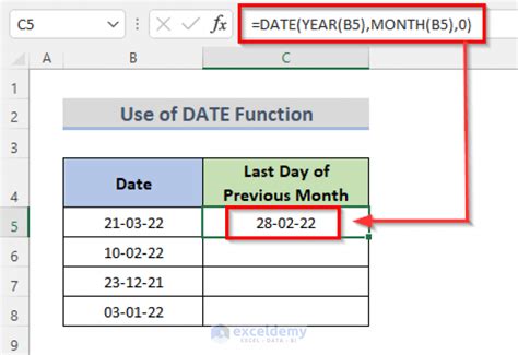 formula to get previous month in excel