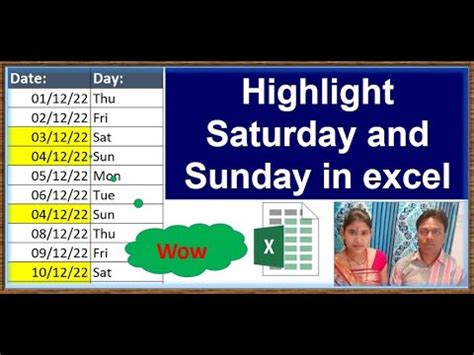 formula to identify saturday and sunday in excel