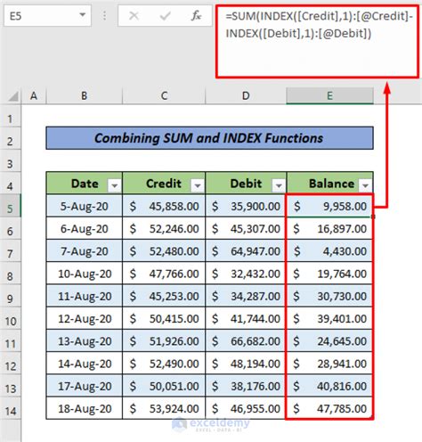 formula to match debit and credit in excel