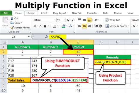 Excel Formula to Multiply Numbers