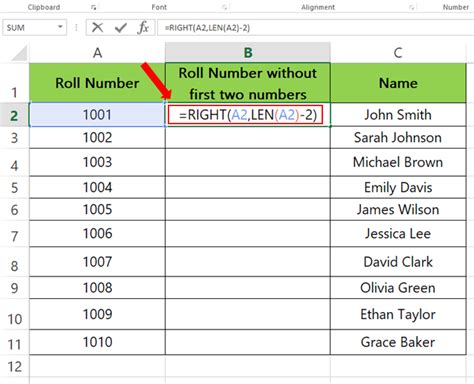 formula to remove first 2 characters in excel