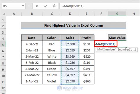 formula to show highest value in excel