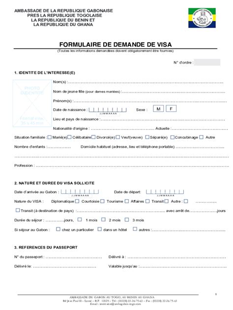 formulaire demande de visa togo