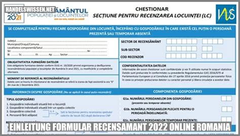 Formular Recensamant 2022 Online Romania