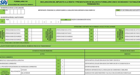 formulario 101 sri 2024