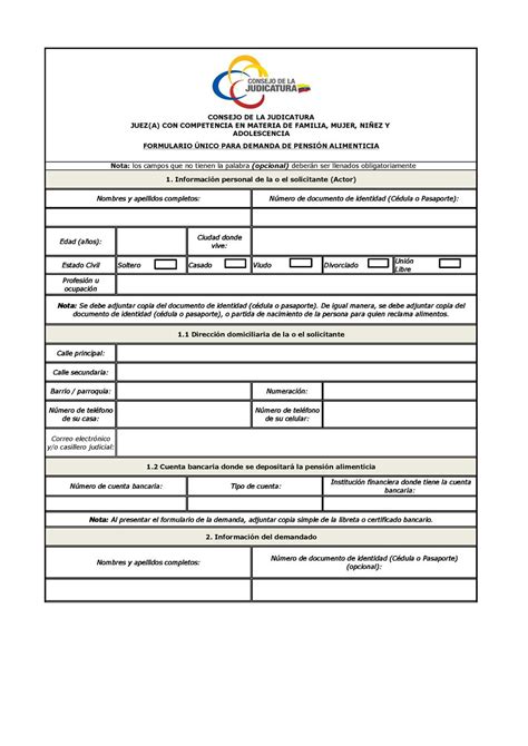 formulario para pension alimenticia