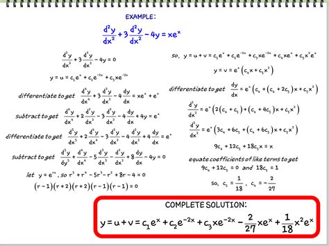 formulas of differential equations
