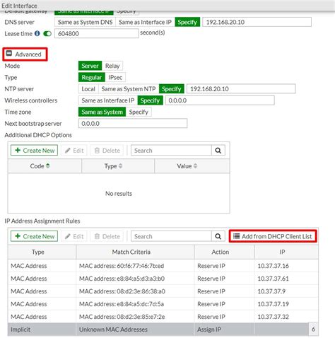 fortigate dhcp reservation cli