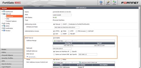 fortigate dhcp server not working