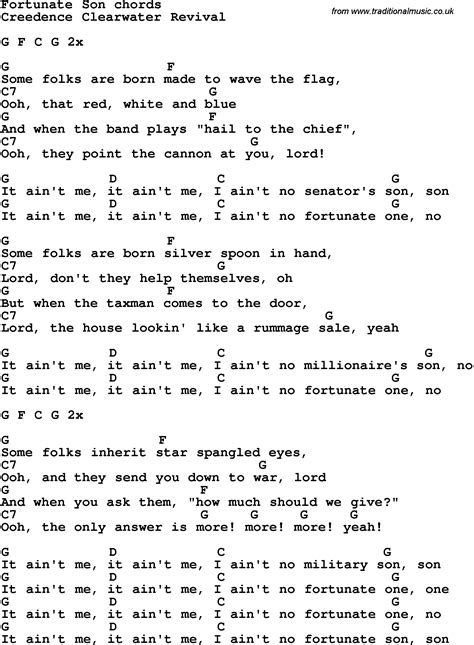 fortunate son chords and lyrics