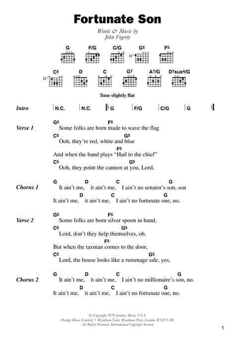 fortunate son lyrics chords tabs