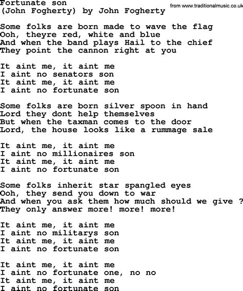 fortunate son meaning behind the lyrics