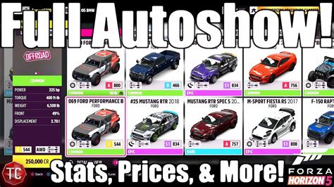 forza horizon 5 car list with prices