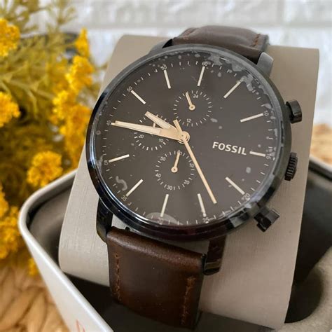 fossil luther chronograph brown leather watch