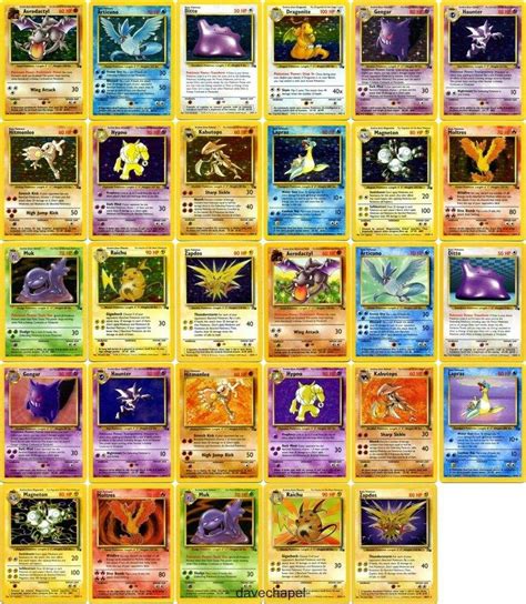 fossil pokemon card list