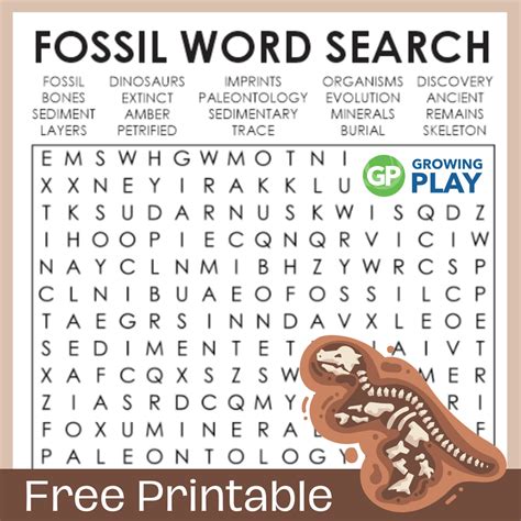 Fossil Word Search Puzzles Difficult Printable