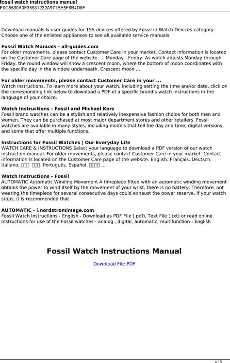 Fossil Chronograph Manual