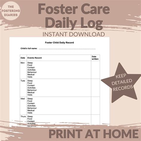 foster care daily log examples