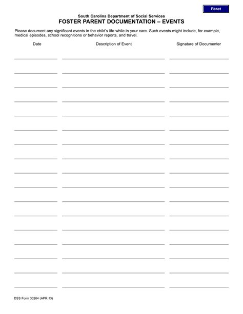 foster parent documentation