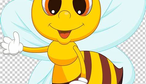 Ilustración animada de abeja amarilla y negra, caricatura de abeja
