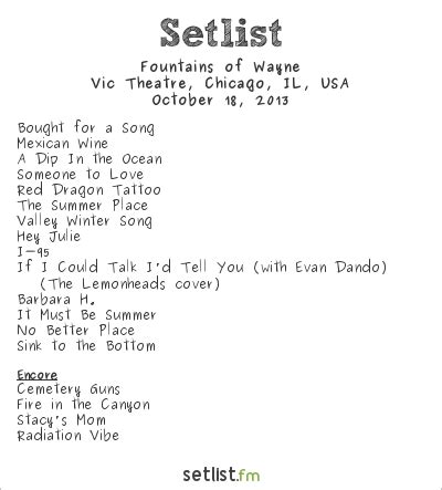 Fountains Of Wayne Setlist