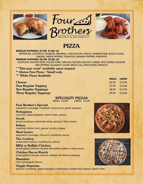 four brothers restaurant menu