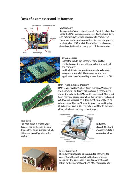 four parts of a computer and their functions