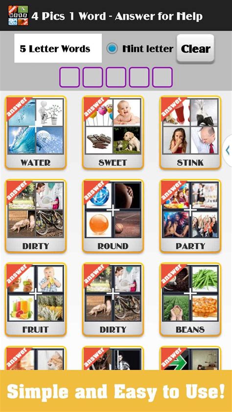 Four Pics One Word Game Solutions