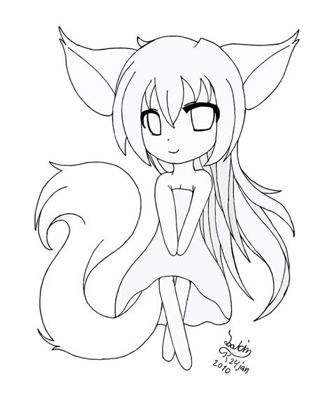 fox chibi girls coloring pages