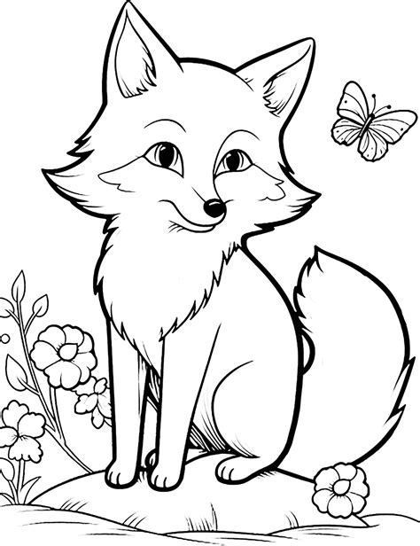 fox coloring page printable printable template