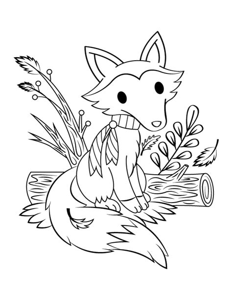 fox fall coloring pages printable template