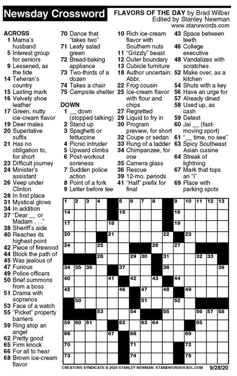 fox news crossword puzzles printable