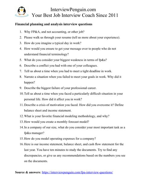 fp&a interview questions and answers pdf