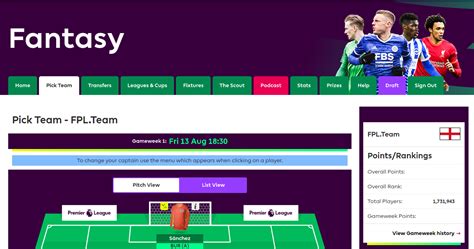 fpl log in fantasy