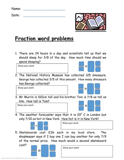 fraction multiplication story problems printable template