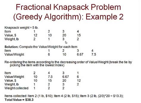 fractional knapsack algorithm example