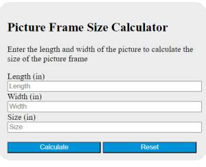 Frame Size Calculator