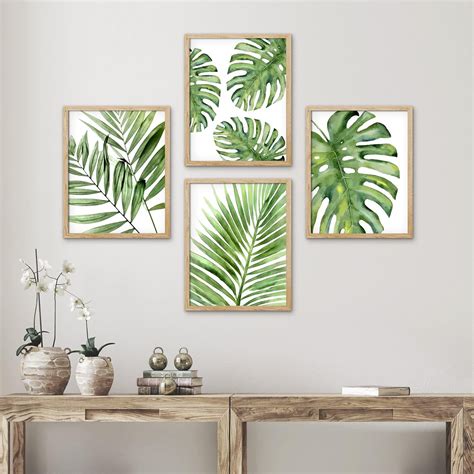 Framed Green Leaf Wall Art
