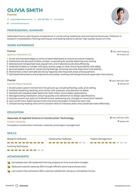 Framer Resume Sample