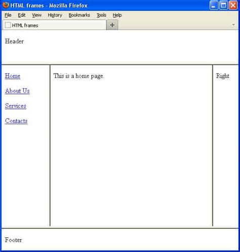 Frameset In Html Noresize