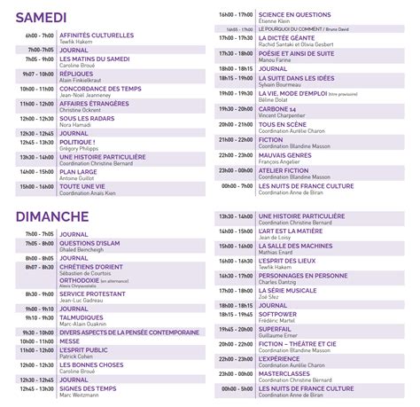 france culture grille programmes