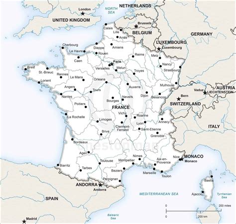 france map outline with cities