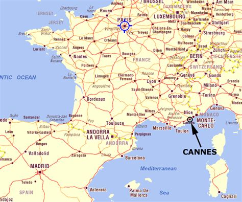 france map with cities cannes