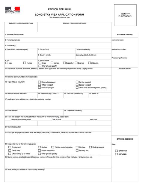 france tourist visa application form