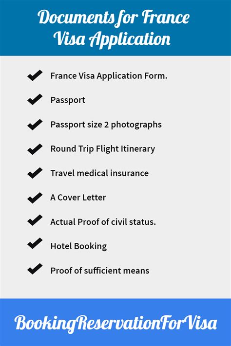france visa requirements document