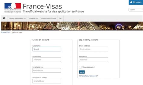 france visa website login